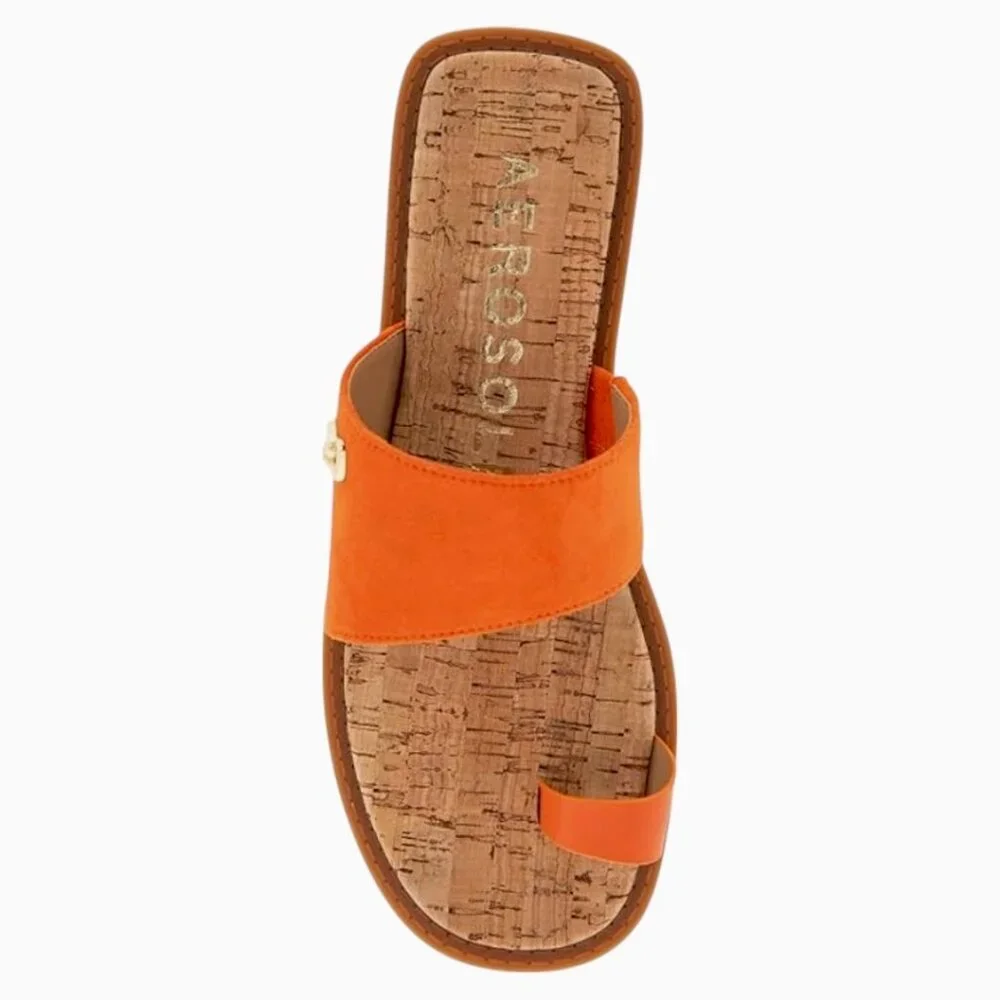 Aerosoles Women's Carder Faux Suede Flat Sandal Sz 9